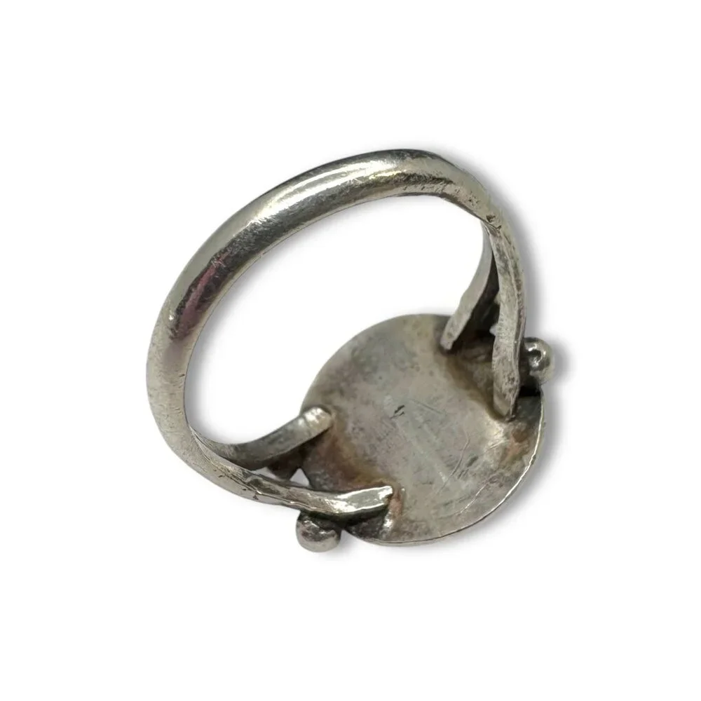 Green Turquoise Native American Sterling Silver Ring Hand Crafted Size 7 - Picture 7 of 11